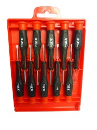 Set of 10 MINI screwdrivers in a plastic case - cross, flat, torx