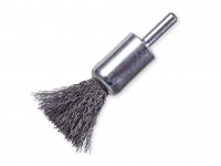 Non-braided end brush on shank, corrugated steel