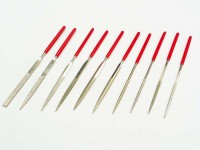 Set of 10 diamond needle files 140mm in a case