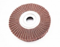 Flap wheel 150 mm made of abrasive fleece and make-up for table grinders, brown ZR400