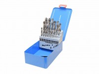 Set of left drill bits for metal 1.0-13 mm x 0.5 mm HSS with cylindrical shank, sheet meta