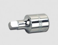 Plug-in 1/2" socket head with outer square 10mm
