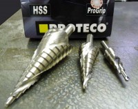 Set of step drills with helical groove in metal 4-32mm HSS