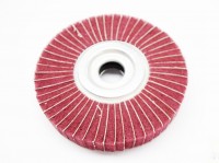 Flap wheel 150 mm made of abrasive fleece and make-up for table grinders, red ZR240
